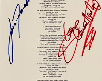 Stampa Autografa John Travolta & Olivia Newton-John Grease - Display A4, Ideale Per Collezionisti