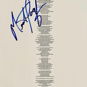 Meat Loaf Authentic Signed Music Lyric Certificate