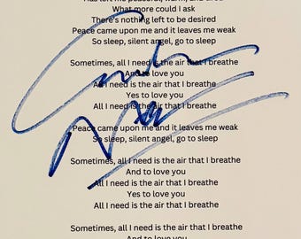Graham Nash Authentic Signed Music Lyric With Certificate