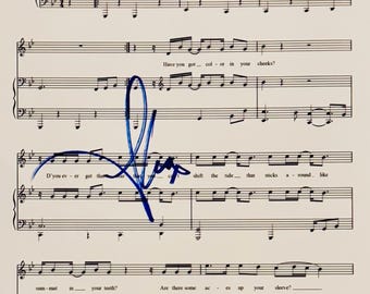 Letra de música firmada auténtica de Alex Turner con certificado