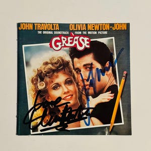 Grease Olivia Newton-John & John Travolta Authentic Signed Film Soundtrack CD Cover With Certificate