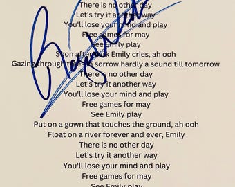 高品質ガラスフレーム入りピンク・フロイド、複製、サイン、写真