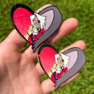 Chaggie, Charlie and Vaggie Hazbin Hotel Heart Enamel Pin
