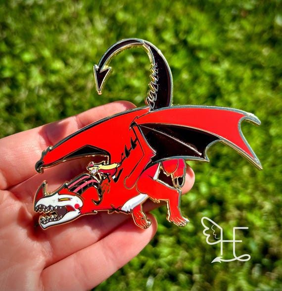 Demon Charlie Morningstar and Dragon Razzle Hazbin Hotel Enamel