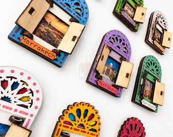 Moroccan Door Fridge Magnets, Marrakech Souvenir, Colorful Kitchen Decor, Travel Gift