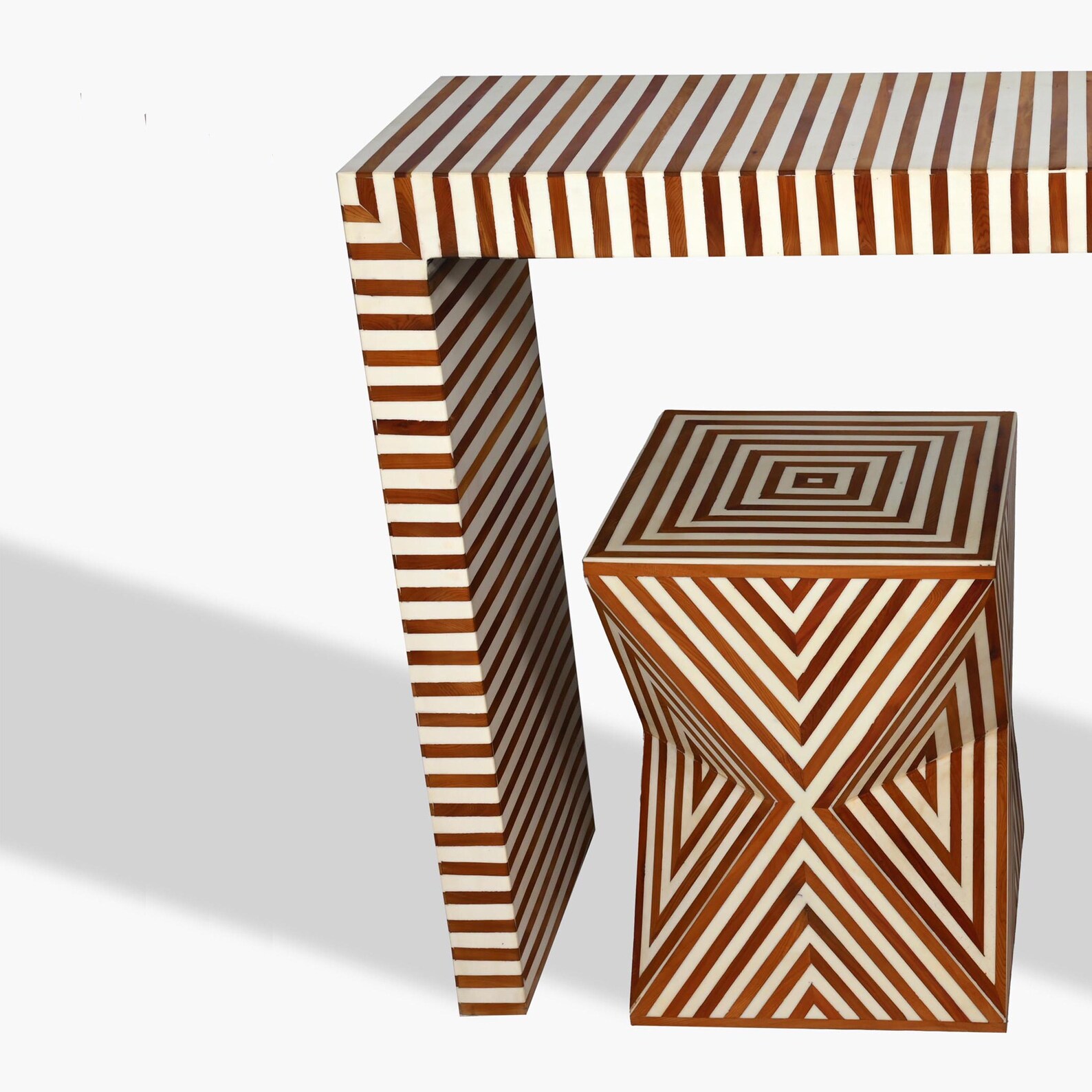 Handcrafted Bone Inlay Console Table Artisanal Elegance for a — free download
