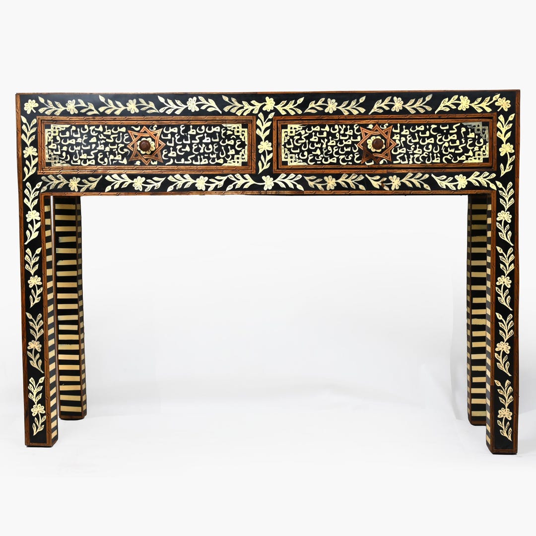 Traditional Moroccan Bone Inlay Console Table - Handcrafted Elegance ...