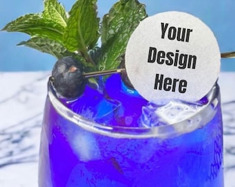 Personalized Edible Cocktail Toppers: Custom Event Drink Garnish (1.5 inch)