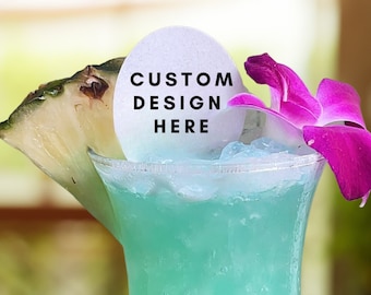 FAST SHIPPING 50 Ct Custom Edible Drink Toppers with Logo for Garnish Lovers Event