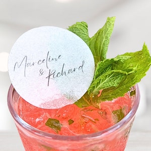 50 Cocktail custom Fancy Cursive beverage Toppers dry Edible Party Favor Decor Cocktail Garnish Lovers