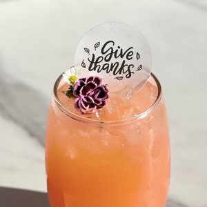 50 &#39;Give Thanks&#39; Edible Drink Toppers: Thanksgiving Cocktail Garnish