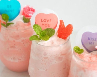 Conversation Heart Edible Drink Toppers: Vegan Valentine's Day Wafer Paper Decor