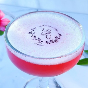 50 Personalized Edible Drink Toppers Initials Elegance | Custom Wafer Paper Cocktail Napkins Garnish Drink Stirrers for Wedding day dinner