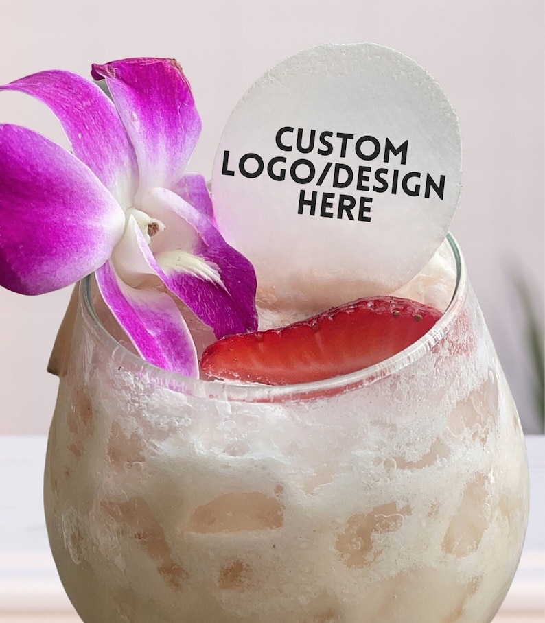 Custom edible drink topper for cocktail bar garnish decoration party favors
