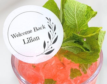 50 Personalized Edible Drink Toppers: Custom Wafer Paper Wreath