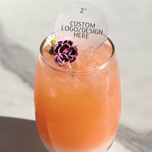 FAST SHIPPING Custom Edible Drink Toppers with Logo for Garnish Lovers Personalized Bar Event
