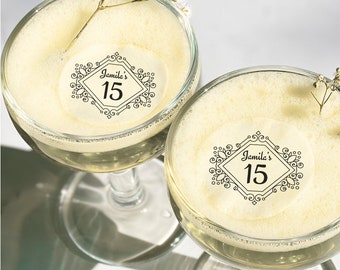 Personalized Edible Wafer Paper Drink Toppers: Wedding Cocktail Garnish
