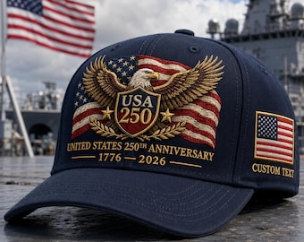 Personalized USA 250th Anniversary Eagle Hat, 1776-2026 Patriotic Embroidered Cap, Custom Name American Flag Gift