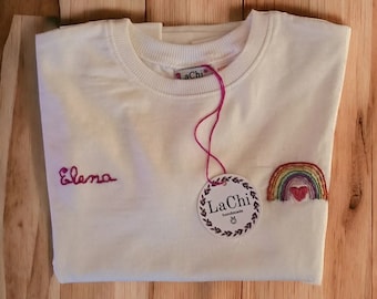 Tshirt bimba ricamata a mano