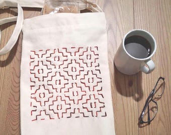 Tote bag with Sashiko embroidery