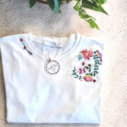 Hand Embroidered T-shirt With Colorful Flowers - Etsy Canada