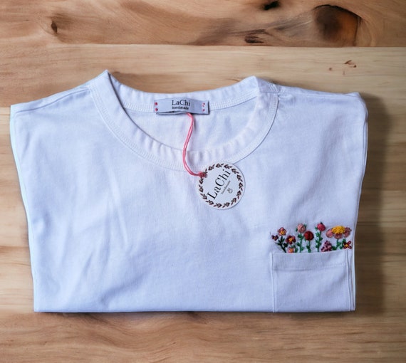 Hand Embroidered Floral Pocket Shirt – Tiny Flowers Blooming From