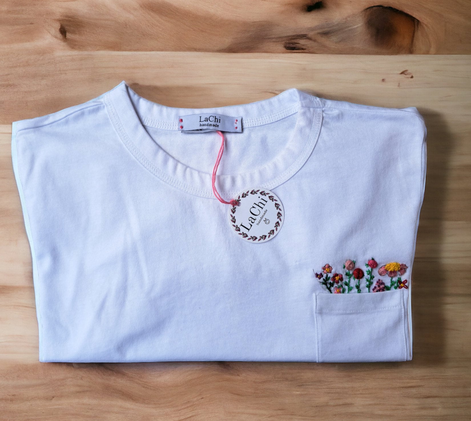 Hand Embroidered Floral Pocket Shirt – Tiny Flowers Blooming From