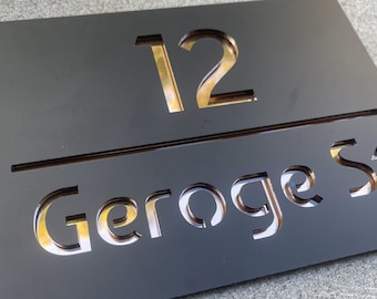 Laser Cut Acrylic mirror Modern House Numbers Address Sign House address sign House plaque Letterbox sign Mailbox numbers