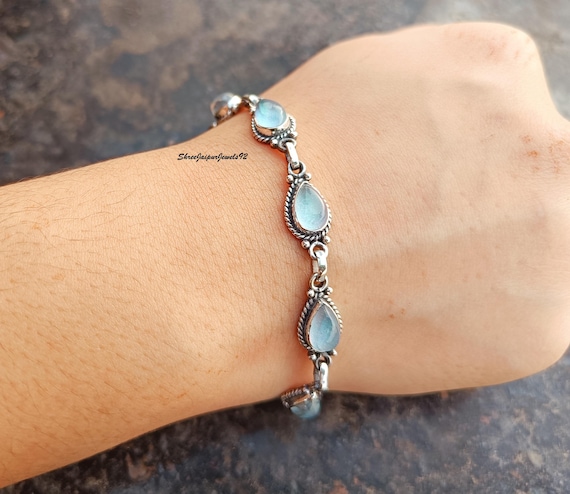 アローラオパールブレスレット、925シルバーブレスレット、宝石 