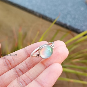 Handmade White Opal Ring: 925 Sterling Silver Boho Jewelry