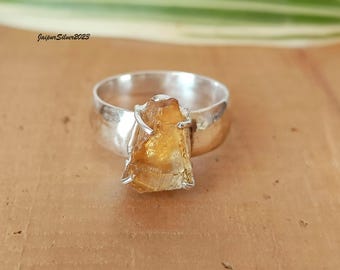 Handmade Citrine Ring: 925 Sterling Silver Boho Ring