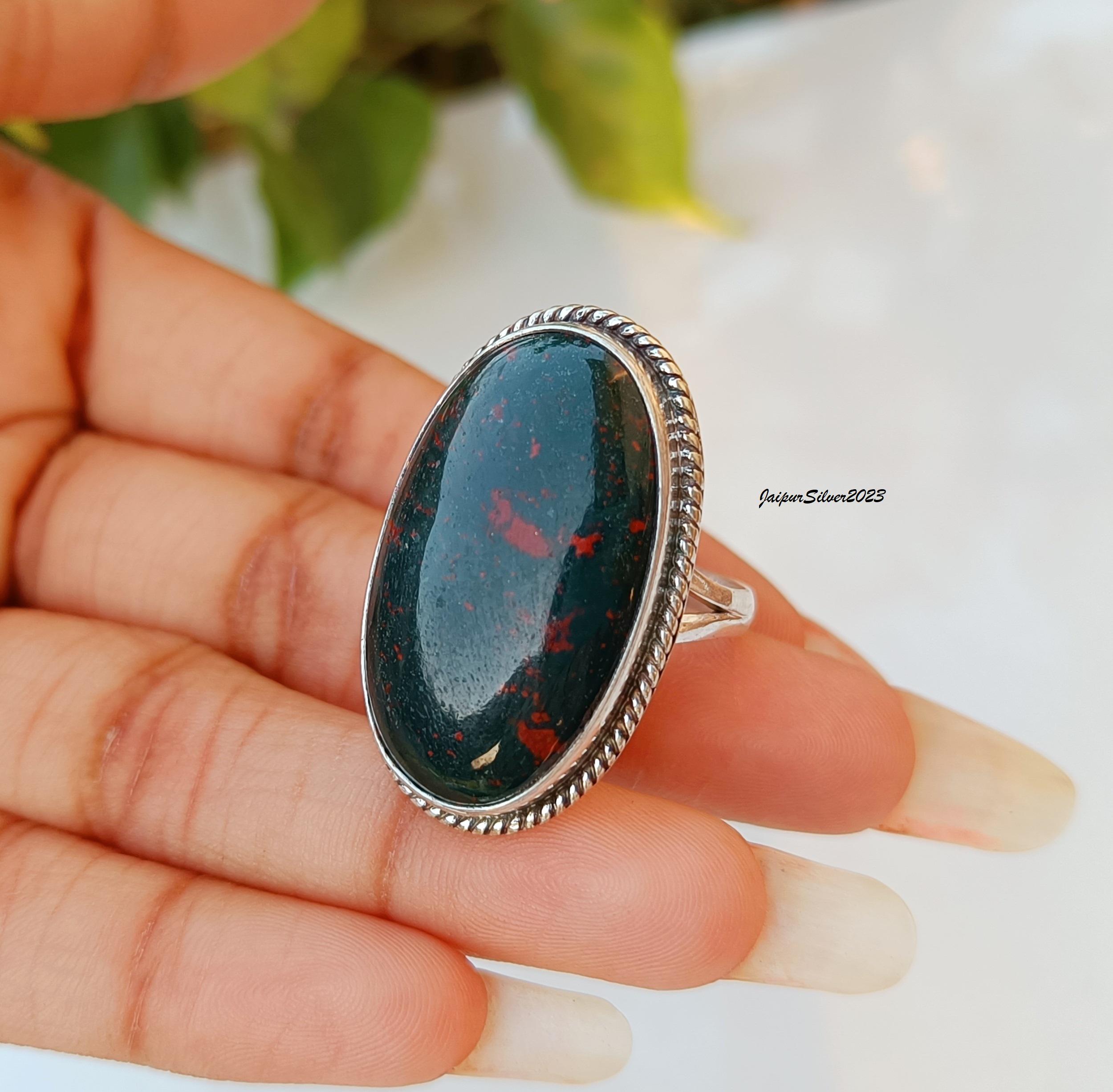 Handmade Bloodstone Ring: 925 Sterling Silver Gemstone - Etsy