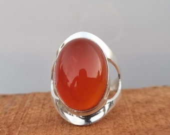 Sterling Silver Carnelian Boho Ring, Anniversary Gemstone Jewelry