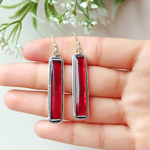 Garnet Stud Earrings: Handmade 925 Sterling Silver Boho Jewelry