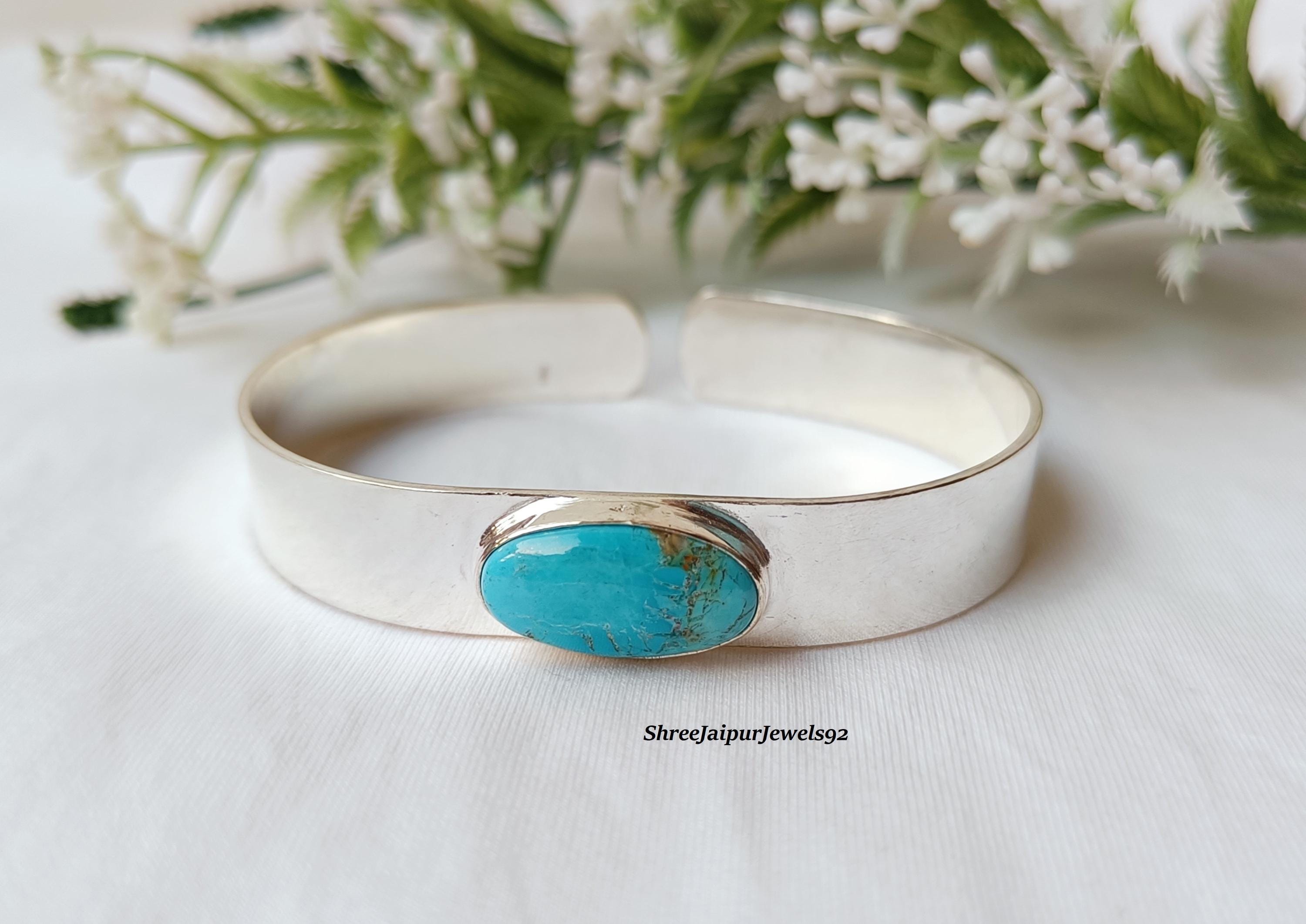 Silver Turquoise Bangle - Etsy