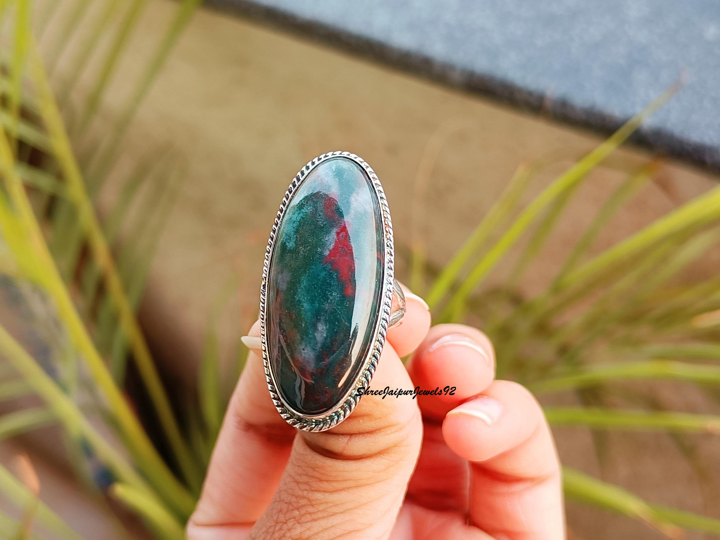 Bloodstone Ring: Handmade 925 Sterling Silver Boho Jewelry - Etsy