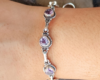 Sterling Silver Amethyst Bracelet: Gemstone Jewelry Gift
