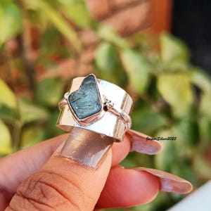 Raw Aquamarine Statement Ring: Handmade 925 Sterling Silver Boho Ring