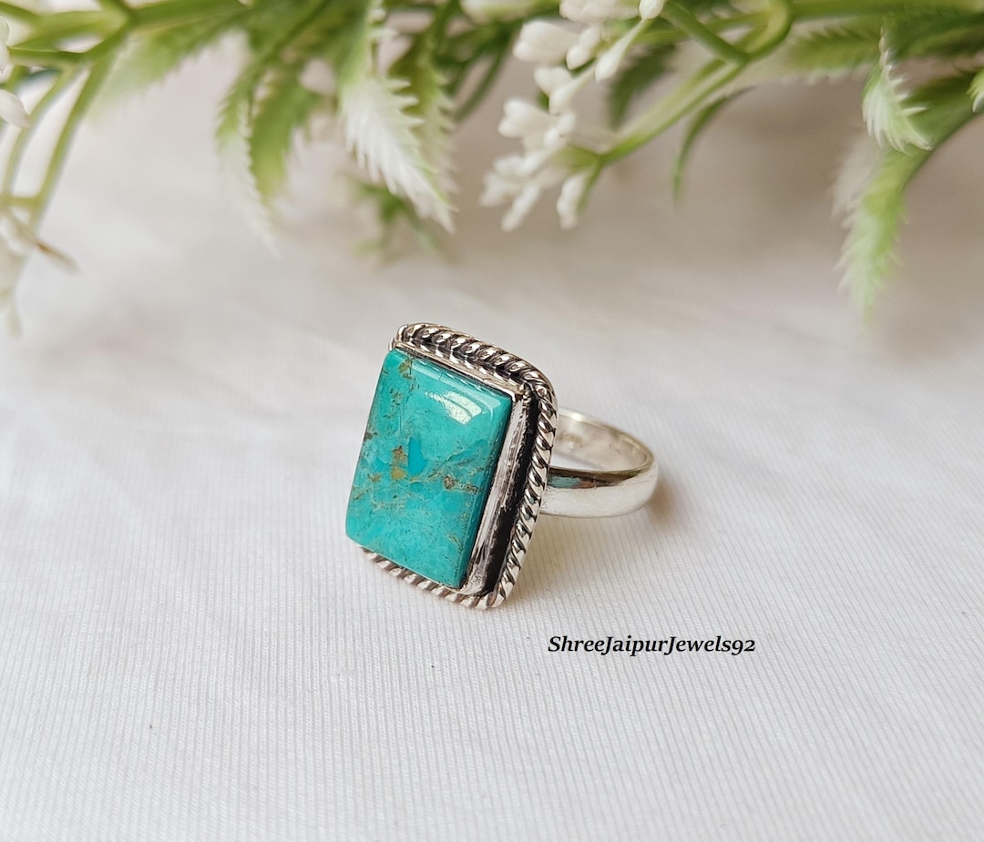 Kingman Turquoise Statement Ring, Handmade Sterling Silver Ring, Boho ...