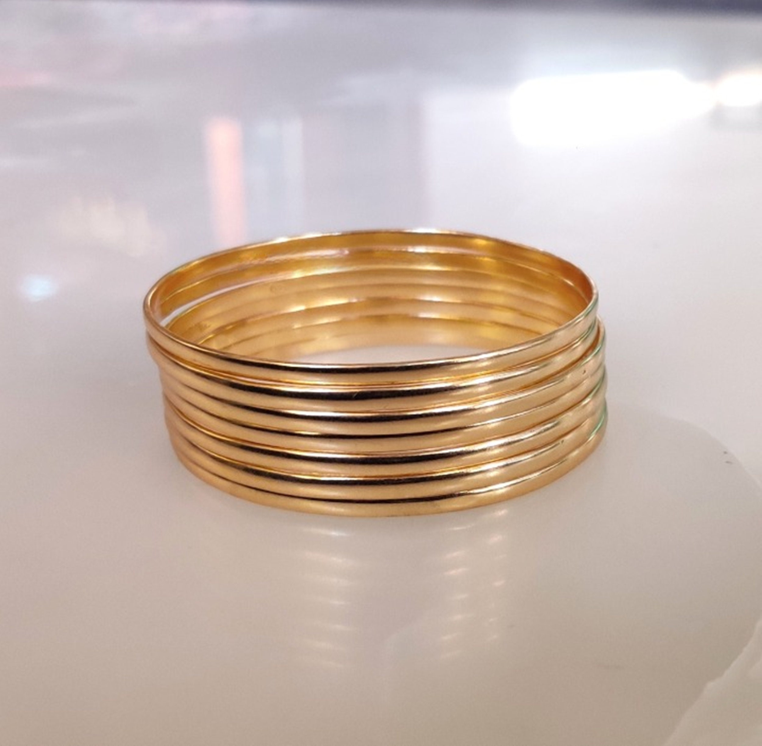 Stacking Bangles 18k Gold Plated Stacking Bangles - Semanarios Set of 7 - Etsy