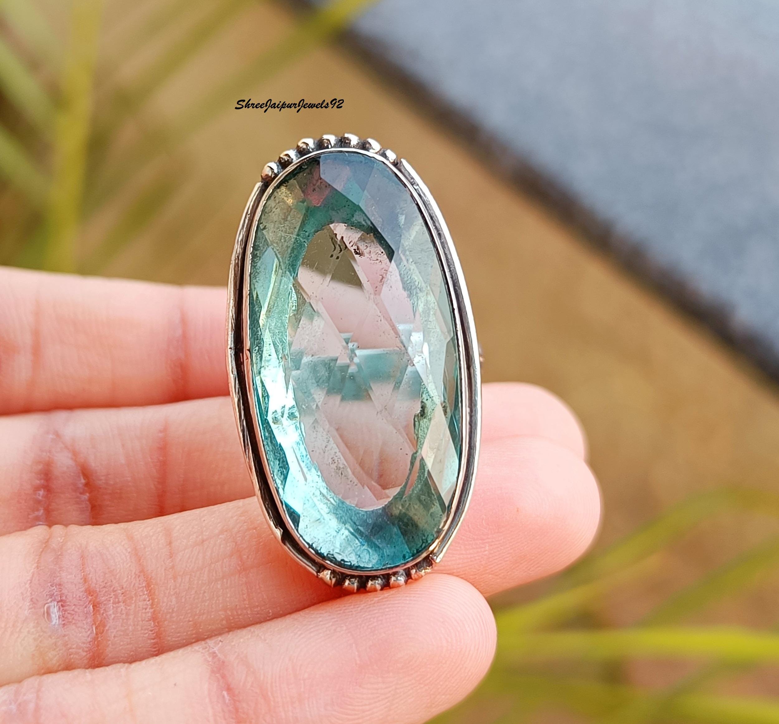 Raw Aquamarine Ring: Handmade 925 Sterling Silver Boho Ring