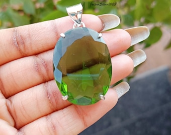 Peridot Pendant, Handmade Pendant, 925 Sterling Silver Pendant,  Gemstone Pendant, Women Pendant, Designer Pendant, Birthday Stone Pendant