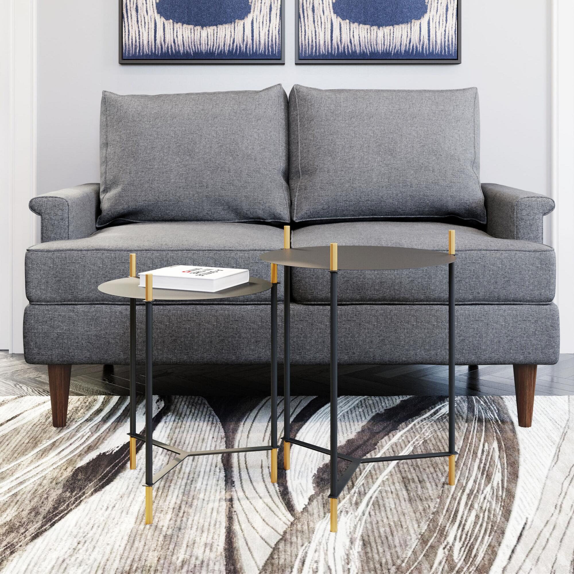 Round Black and Gold Accent Tables 2 Piece Set Etsy