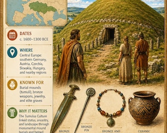 Grafheuvelcultuur Geschiedeniskaarten | Archeologie van de Bronstijd in Europa (Digitale download)