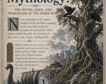 Kaarten met Noorse mythologie, Vikinggoden, -godinnen en -legendes (digitale download)