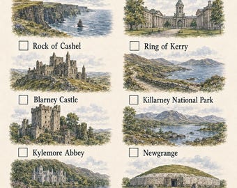 Ierland Aquarel Scrapbook Kit, Iers Reisdagboek, Bezienswaardigheden, Pub, Vlag (Digitale Download)