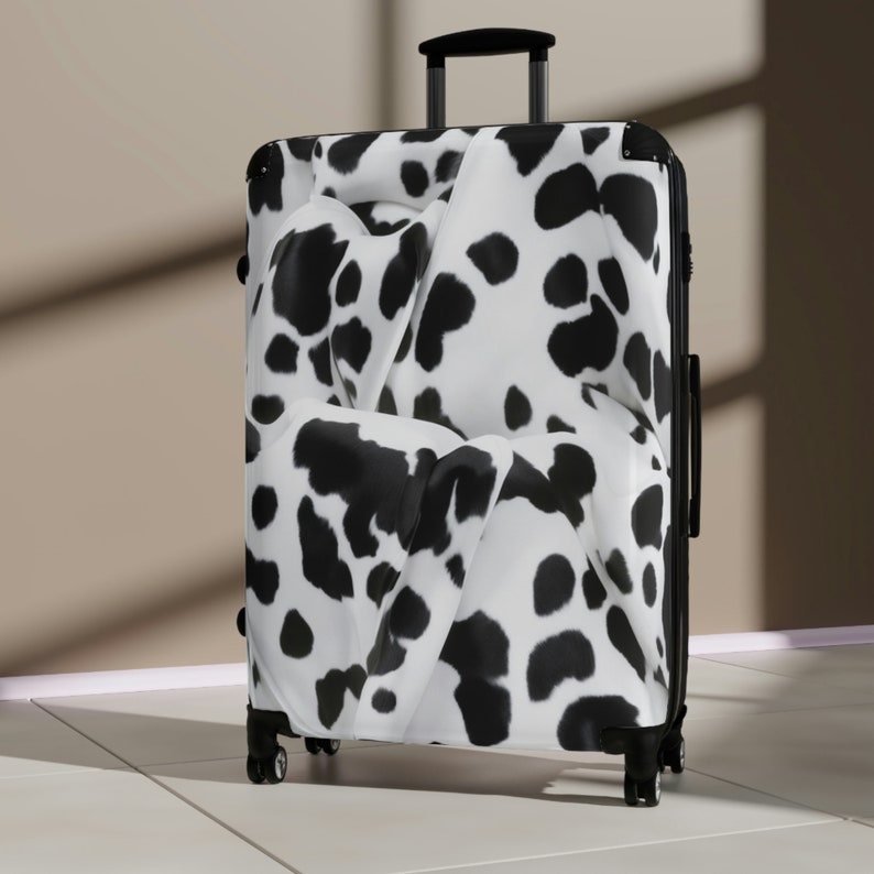 Moo-ve in Style With This Black and White Cow Print Suitcase - Etsy