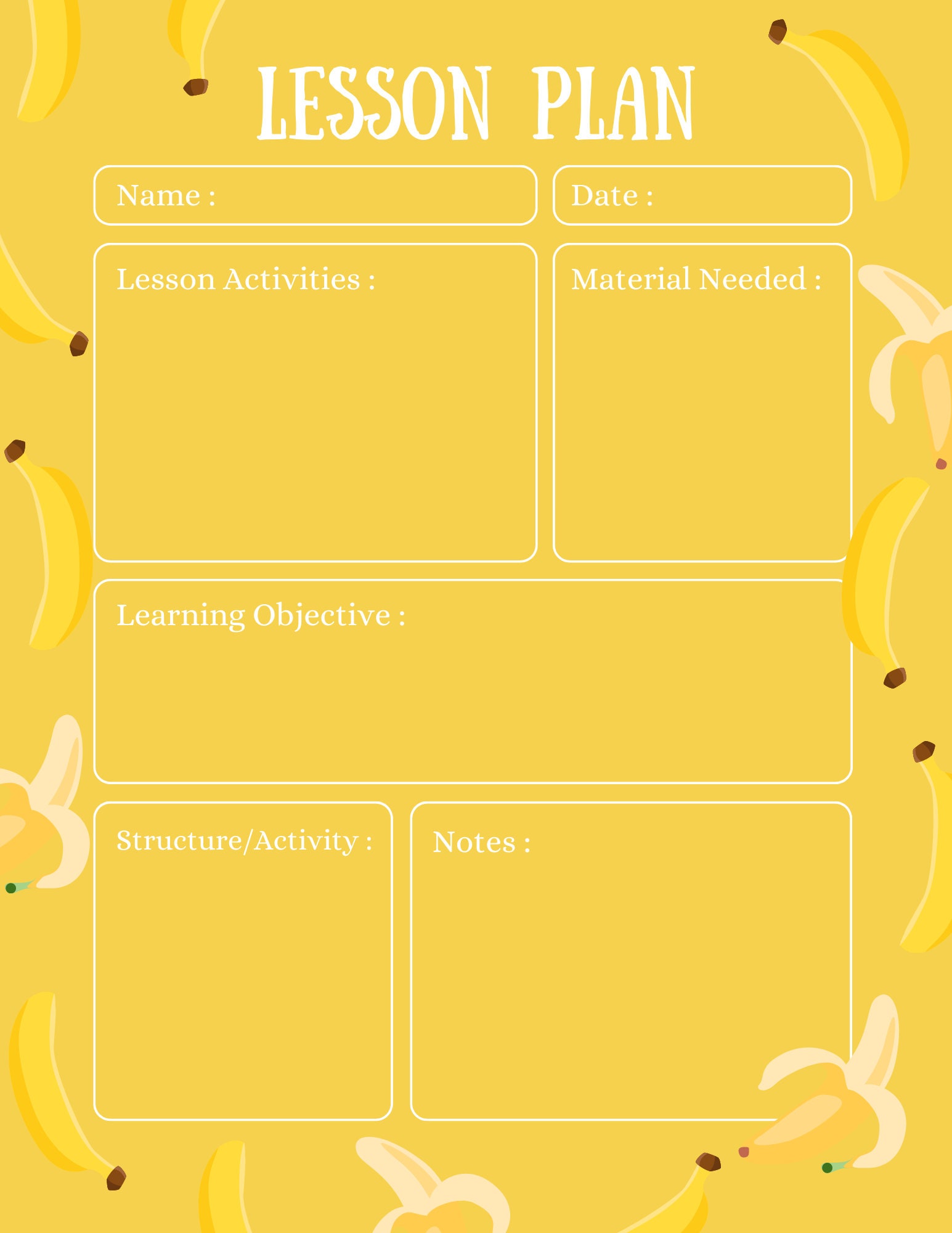 Colorful Lesson Plan Printable, Digital Lesson Plan, Instant Download