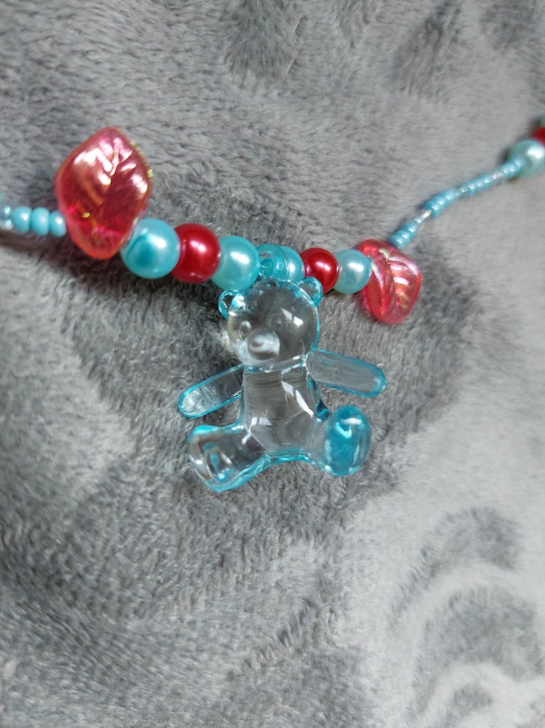 Collier perle nounours bleu image 2