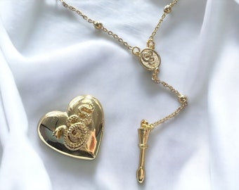 LDR Heart Necklace | LDR Coke Necklace | LDR Spoon Necklace | Gold Heart Locket | Rosary Necklace |